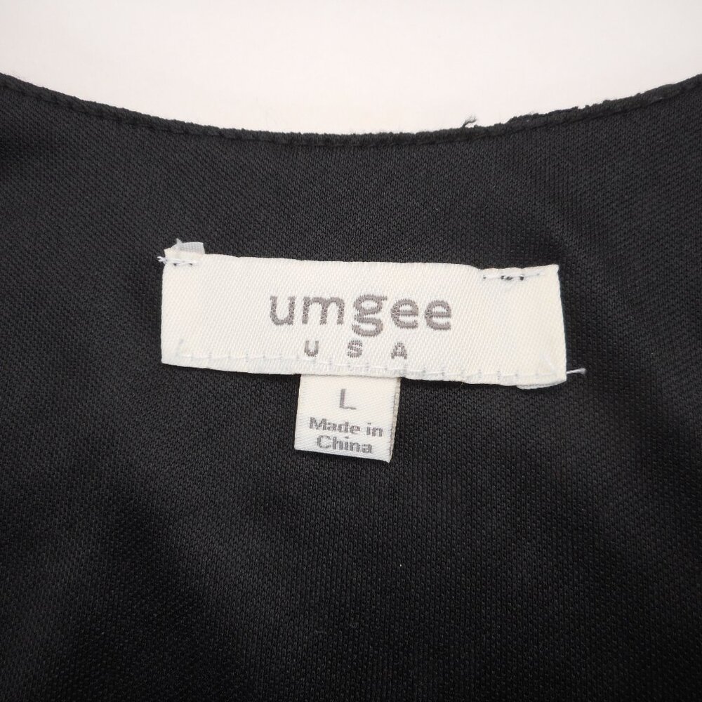 Umgee Women's L Lace Overlay Tunic Dress Black Long Bell Sleeves Short Party - Picture 6 of 10